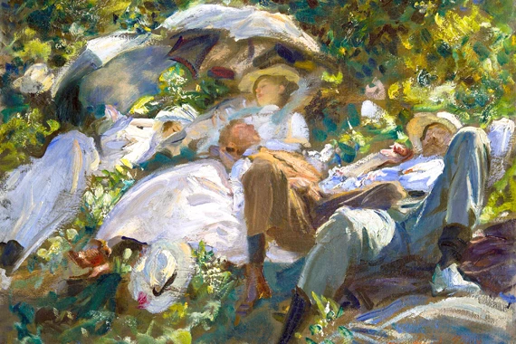 Group With Parasols (a Siesta)