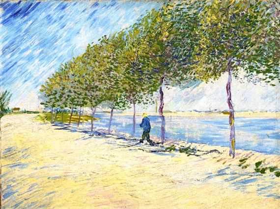アニエール近くのセーヌ川岸を歩く フィンセント·ファン·ゴッホ | 油絵