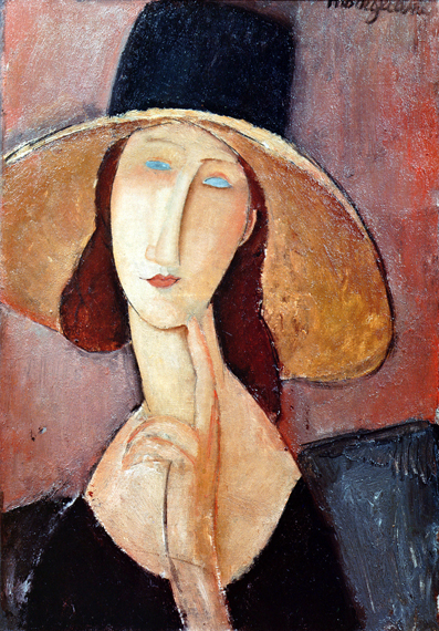 Jeanne Hebuterne with a large hat 1917 アメデオ・モディリアーニ | 油絵複製画 | KOSH mArt 日本
