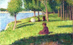 スーラ、La Grande Jatte,.希少な額装用画集より、版上サイン スーラ、La Grande Jatte,.希少な額装用画集より、版上サイン