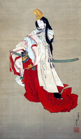 Shizuka-gozen in her farewell dance to Yoshitsune 葛飾 北斎 | 油絵