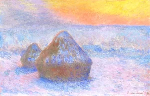 Stacks of Wheat (Sunset, Snow Effect)