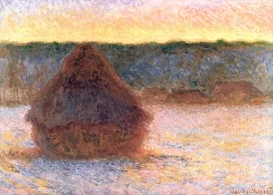 Haystacks at Sunset Frosty Weather 1891