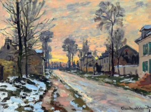 Route à Louveciennes, Neige Fondante, Soleil Couchant