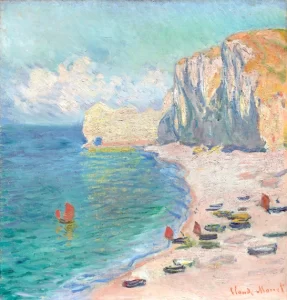 Étretat-The Beach and the Falaise D’amont (1885)