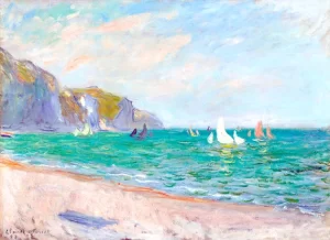 Bateaux Devant Les Falaises De Pourville