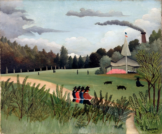 Landscape and Four Young Girls