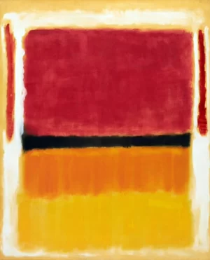 Untitled (Violet, Black, Orange, Yellow On White And Red)