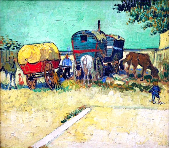 Encampment Of Gypsies With Caravans