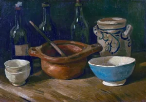Still Life With Earthenware And Bottles 1885