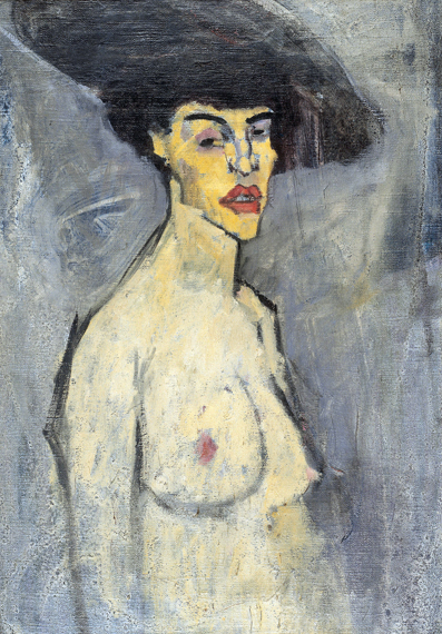 Nude with a hat 1908 으로 아메데오 모디리아니, 캔버스에 유화 재현 Nude with a hat 1908