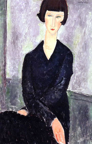 The Black Dress 1918 으로 아메데오 모디리아니, 캔버스에 유화 재현 The Black Dress 1918