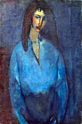 Portrait of young Girl in Blue Blouse 1910