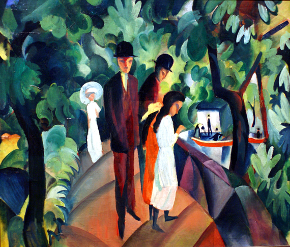 Walk On The Bridge 1913 으로 아우구스트 막케, 캔버스에 유화 재현 Walk On The Bridge 1913