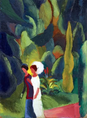 Women In A Park - With A White Parasol