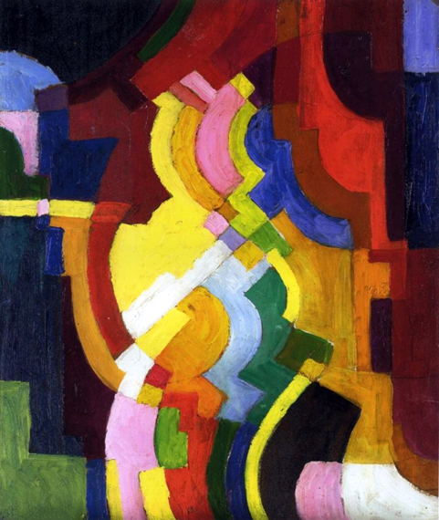 Colored Shapes Iii 으로 아우구스트 막케, 캔버스에 유화 재현 Colored Shapes Iii