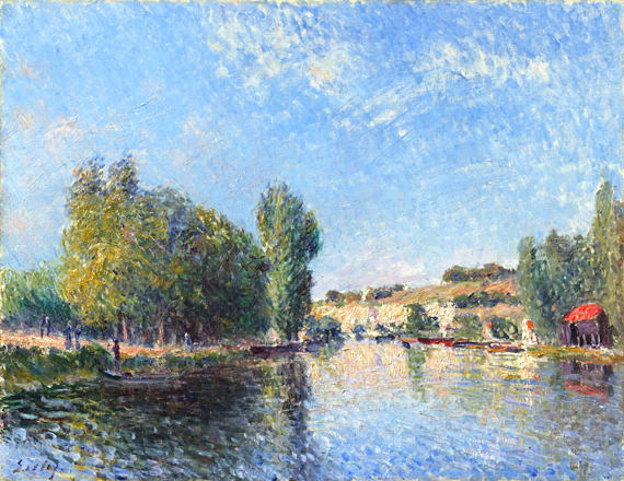 The Loing at Moret 1883 으로 알프레드 시슬리, 캔버스에 유화 재현 The Loing at Moret 1883