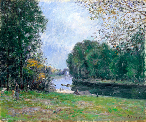 A turn of the River Loing, Summer 으로 알프레드 시슬리, 캔버스에 유화 재현 A turn of the River Loing, Summer