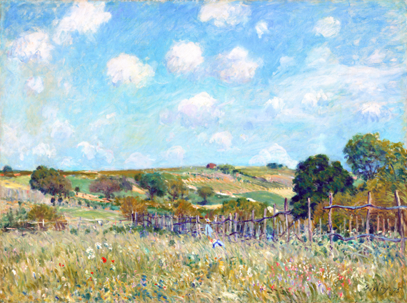 Meadow 1874 으로 알프레드 시슬리, 캔버스에 유화 재현 Meadow 1874