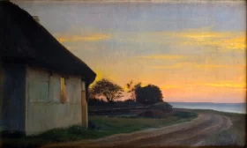 Still Life, Compote, Apples, and Oranges Evening Landscape With A House And Garden By The Sea Ellekilde