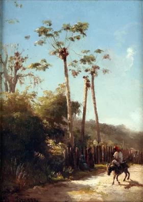 Antilles Landscape, Donkey and Rider on a Path 1856