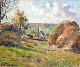 Les Meules et Le Clocher de L'ÉGlise à ÉRagny 1884