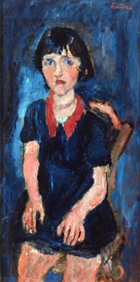 La Fillette en Robe Bleue au Col Rouge
