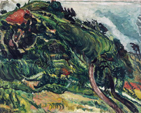 Landscape with trees in the wind 1919 으로 샹 수틴, 캔버스에 유화 재현 Landscape with trees in the wind 1919