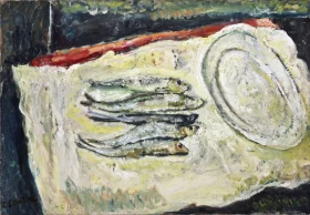 Still Life 1904 Nature morte aux harengs avec plat ovale 1917