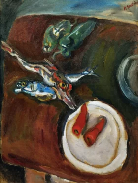 Still-life with fish, peppers and carrots 1918