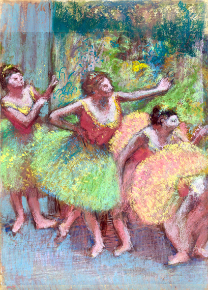 Dancers in Green and Yellow 1903 으로 에드가 드가, 캔버스에 유화 재현 Dancers in Green and Yellow 1903