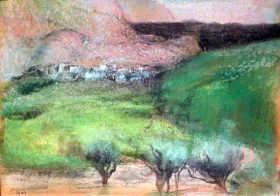 Olive Trees Against a Mountainous Background
