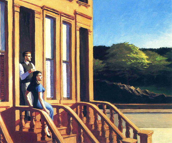 Sunlight on Brownstones 으로 에드워드 호퍼, 캔버스에 유화 재현 Sunlight on Brownstones