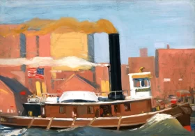 Tugboat with Black Smokestack 1908