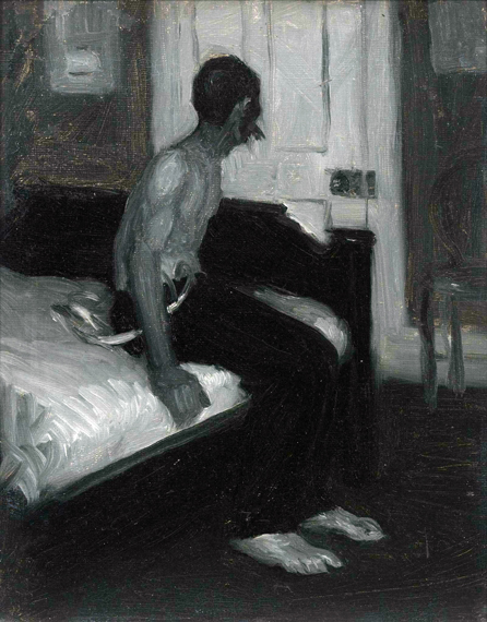 Man Seated on Bed 으로 에드워드 호퍼, 캔버스에 유화 재현 Man Seated on Bed