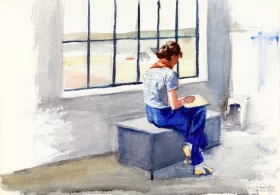 Jo Sketching in the Truro House