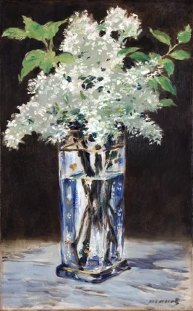 White Lilacs in a Crystal Vase