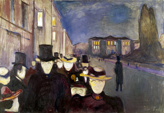 Evening On Karl Johan Street 으로 에드바르트 문크, 캔버스에 유화 재현 Evening On Karl Johan Street