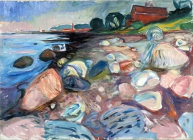 Portrait of a Youth Shore With Red House