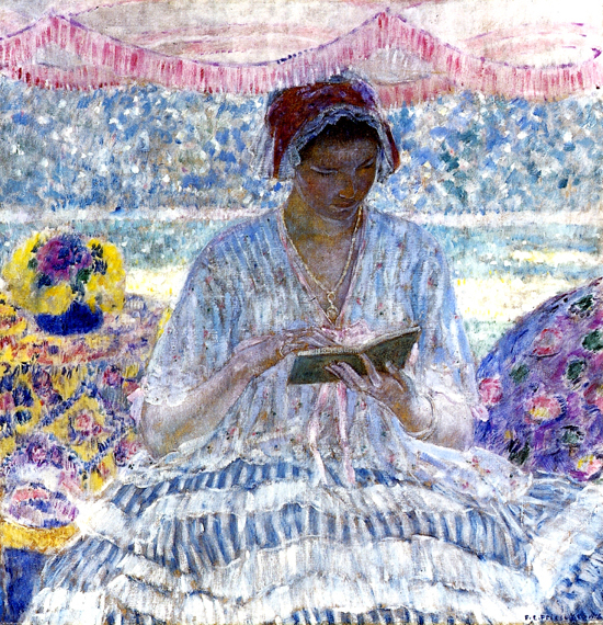 Summer Reading 으로 프레드릭 칼 프리제케, 캔버스에 유화 재현 Summer Reading