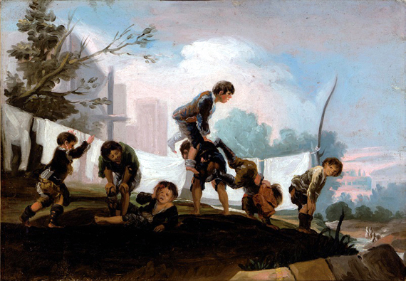 Children playing leapfrog
