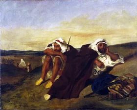 Three Arab Horsemen at an Encampment Arabs of Oran