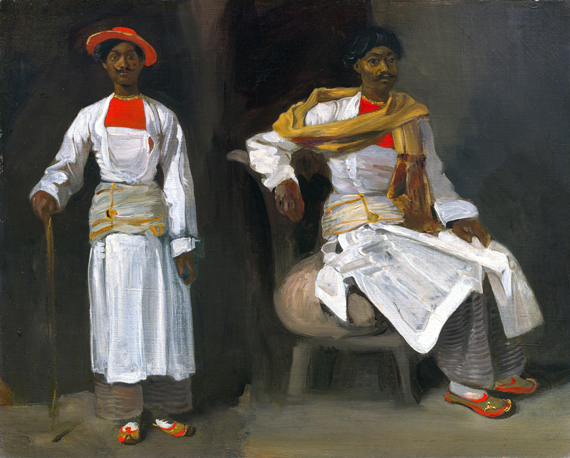Two Studies of an Indian From Calcutta, Seated and Standing 으로 오진 들라크와, 캔버스에 유화 재현 Two Studies of an Indian From Calcutta, Seated and Standing