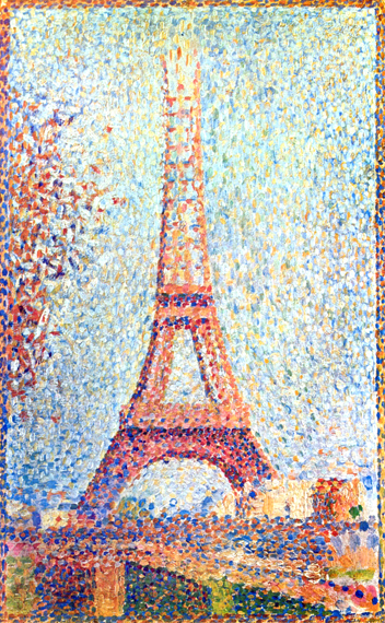 The Eiffel Tower, 1889 으로 조르주 스뤼라, 캔버스에 유화 재현 The Eiffel Tower, 1889