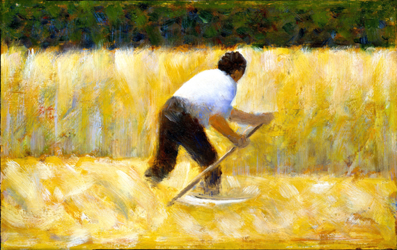 The Mower 으로 조르주 스뤼라, 캔버스에 유화 재현 The Mower