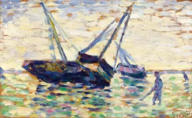 Trois Bateaux Et Un Marin