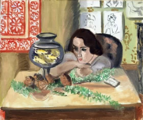 Julie Manet Playing the Violin in a White Dress Jeune fille devant un aquarium