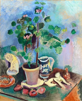 A Child In The Rosebeds Still Life with Geranium