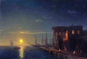 An Ottoman coffee-house in the moonlight