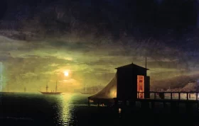 Hakone Lake in Sagami Province 1830 Moonlight in Feodosia